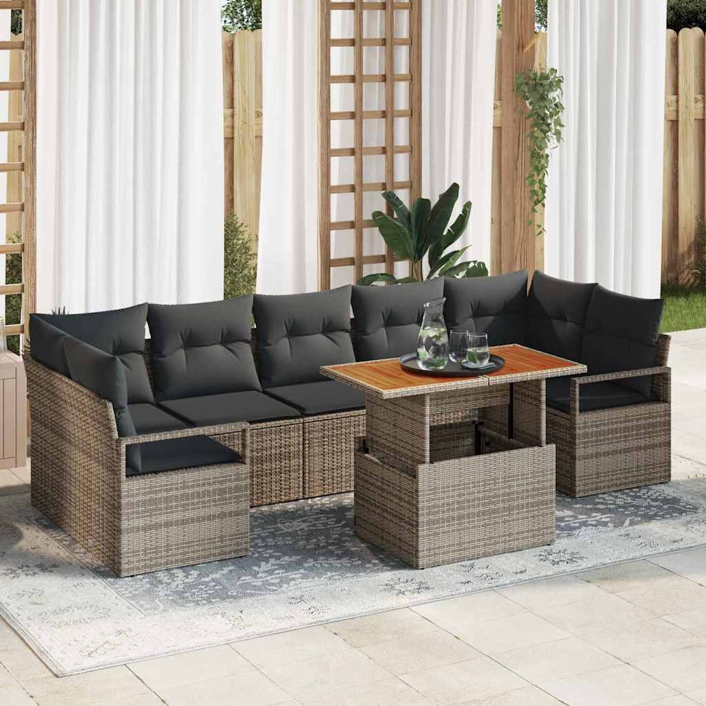 vidaXL Zestaw Sof na Ogród z przechowywaniem 8 pcs Szary Polirattan