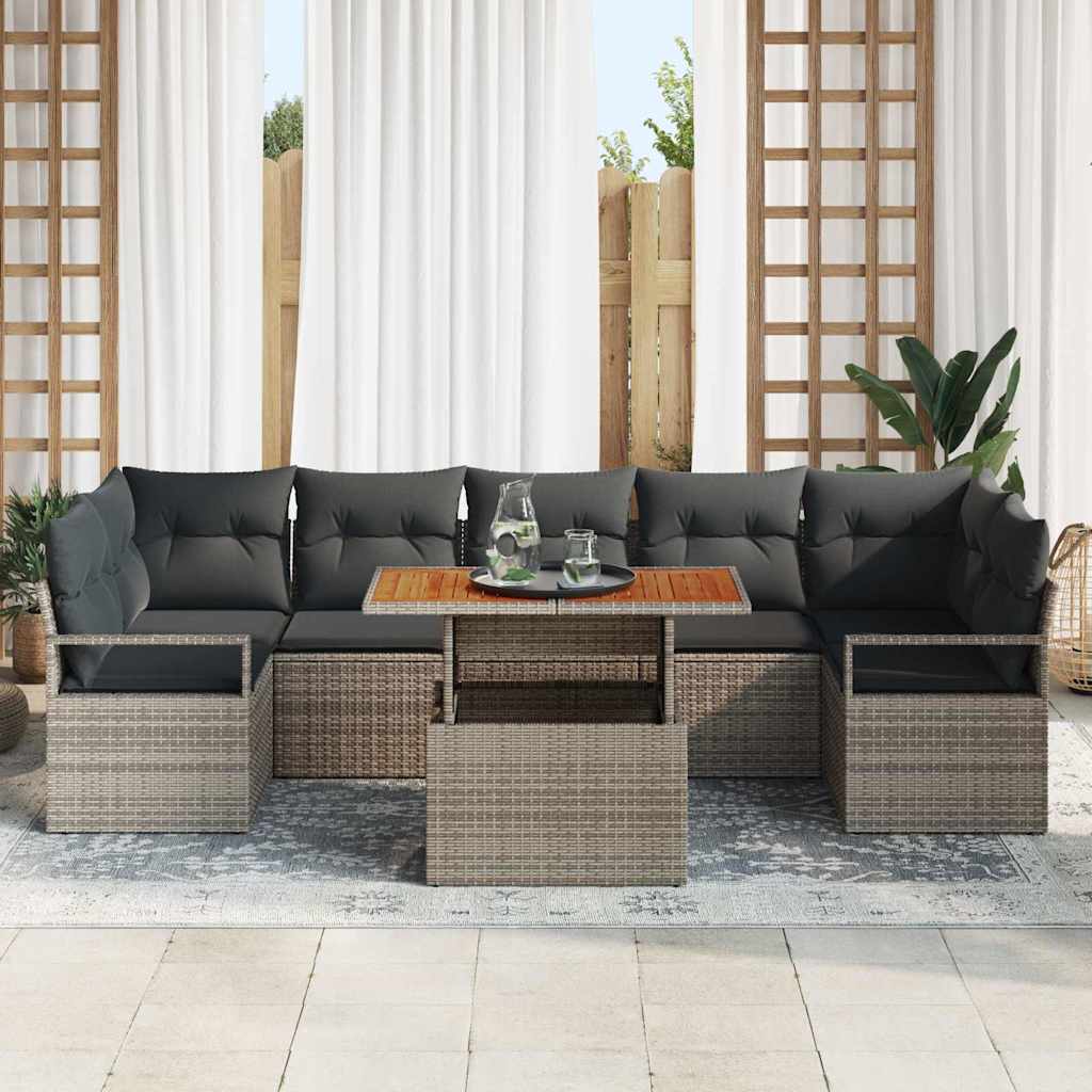 vidaXL Zestaw Sof na Ogród z przechowywaniem 8 pcs Szary Polirattan