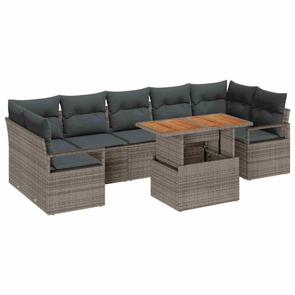 vidaXL Zestaw Sof na Ogród z przechowywaniem 8 pcs Szary Polirattan