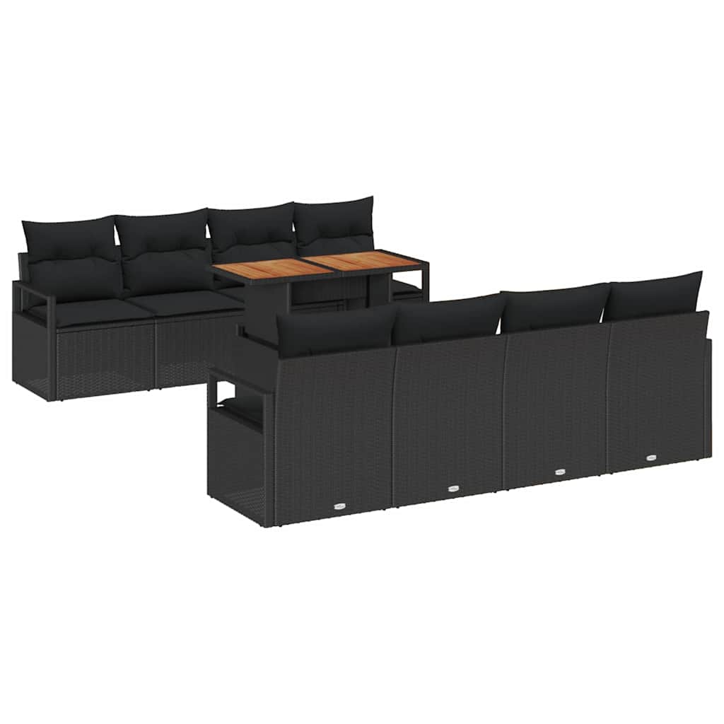 vidaXL Zestaw Sof na Ogród z przechowywaniem 9 pcs Czarny Polirattan