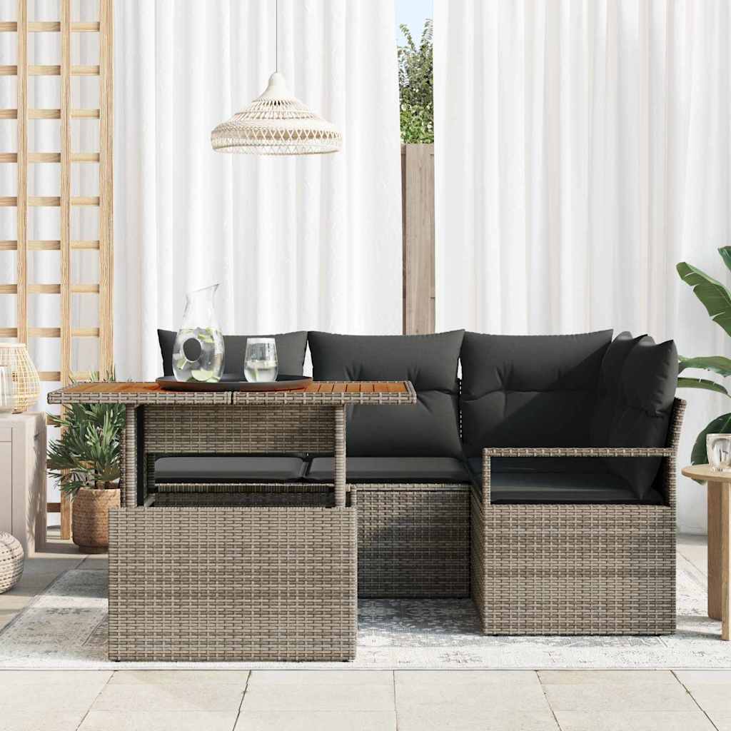 vidaXL Zestaw Sof na Ogród z przechowywaniem 5 pcs Szary Polirattan