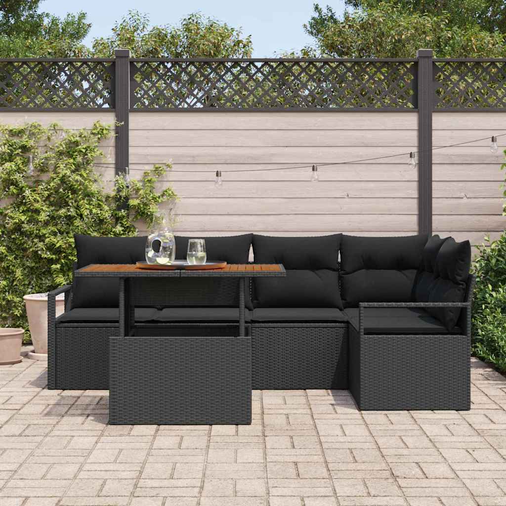 vidaXL Zestaw Sof na Ogród z przechowywaniem 6 pcs Czarny Polirattan