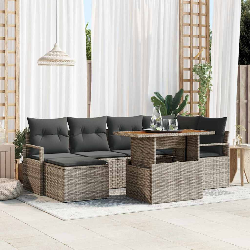 vidaXL Zestaw Sof na Ogród z przechowywaniem 7 pcs Szary Polirattan