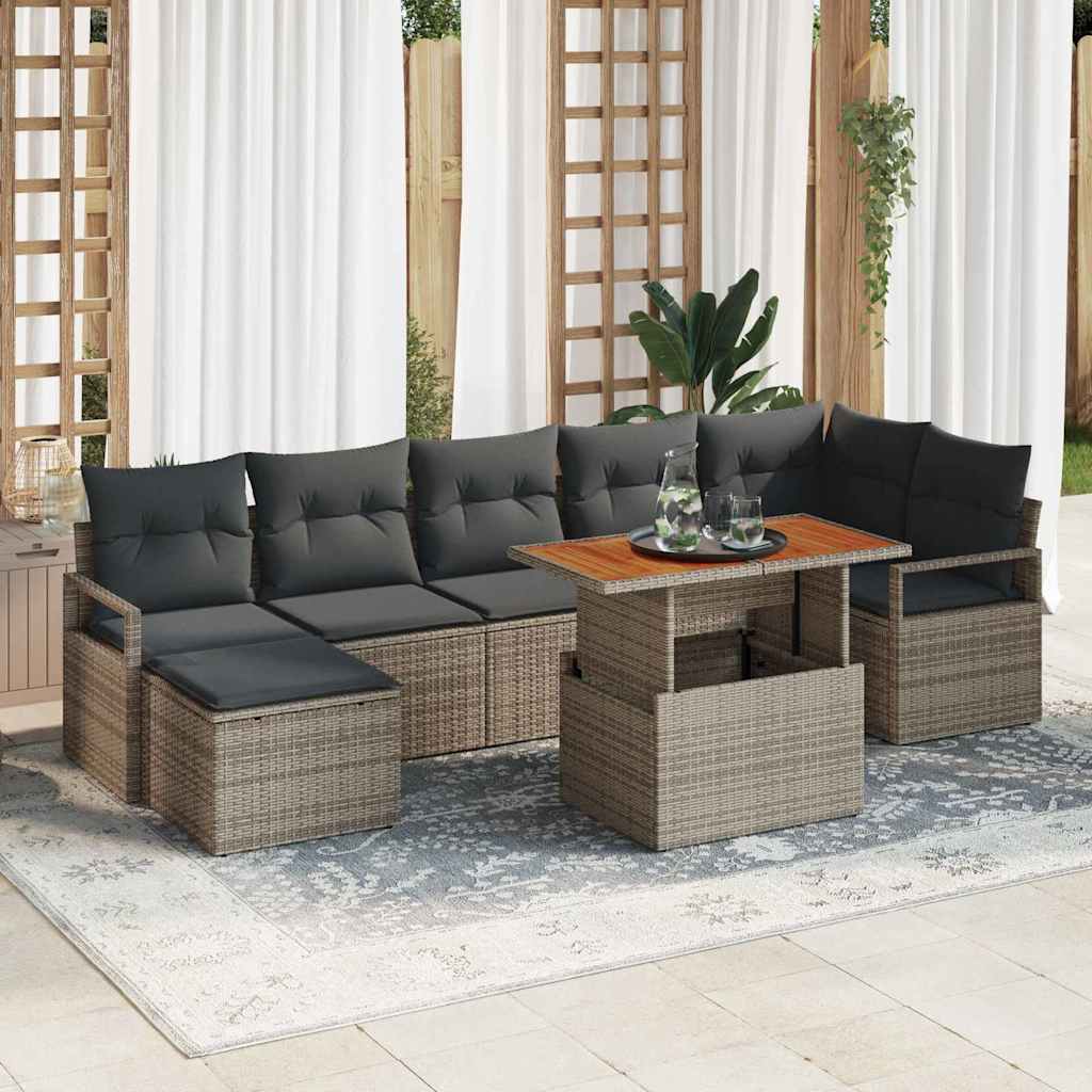 vidaXL Zestaw Sof na Ogród z przechowywaniem 8 pcs Szary Polirattan