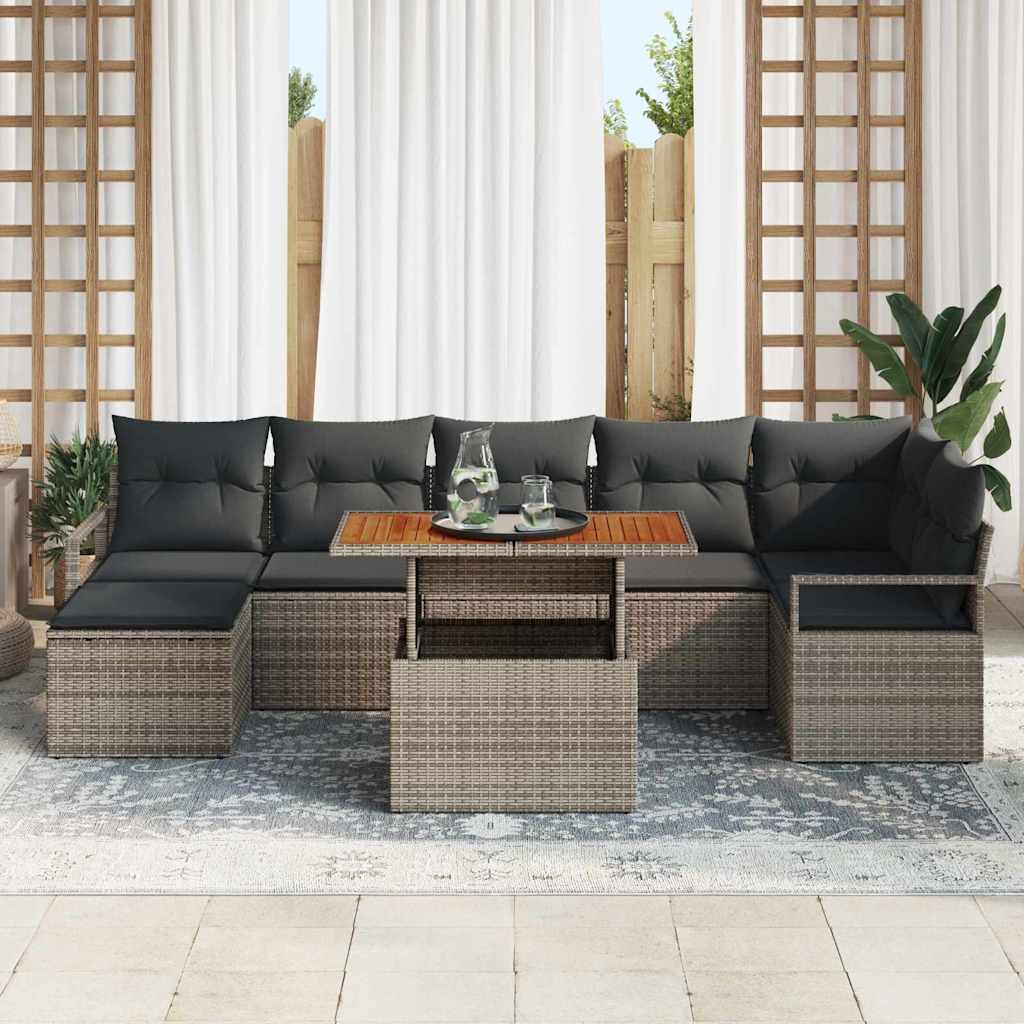 vidaXL Zestaw Sof na Ogród z przechowywaniem 8 pcs Szary Polirattan
