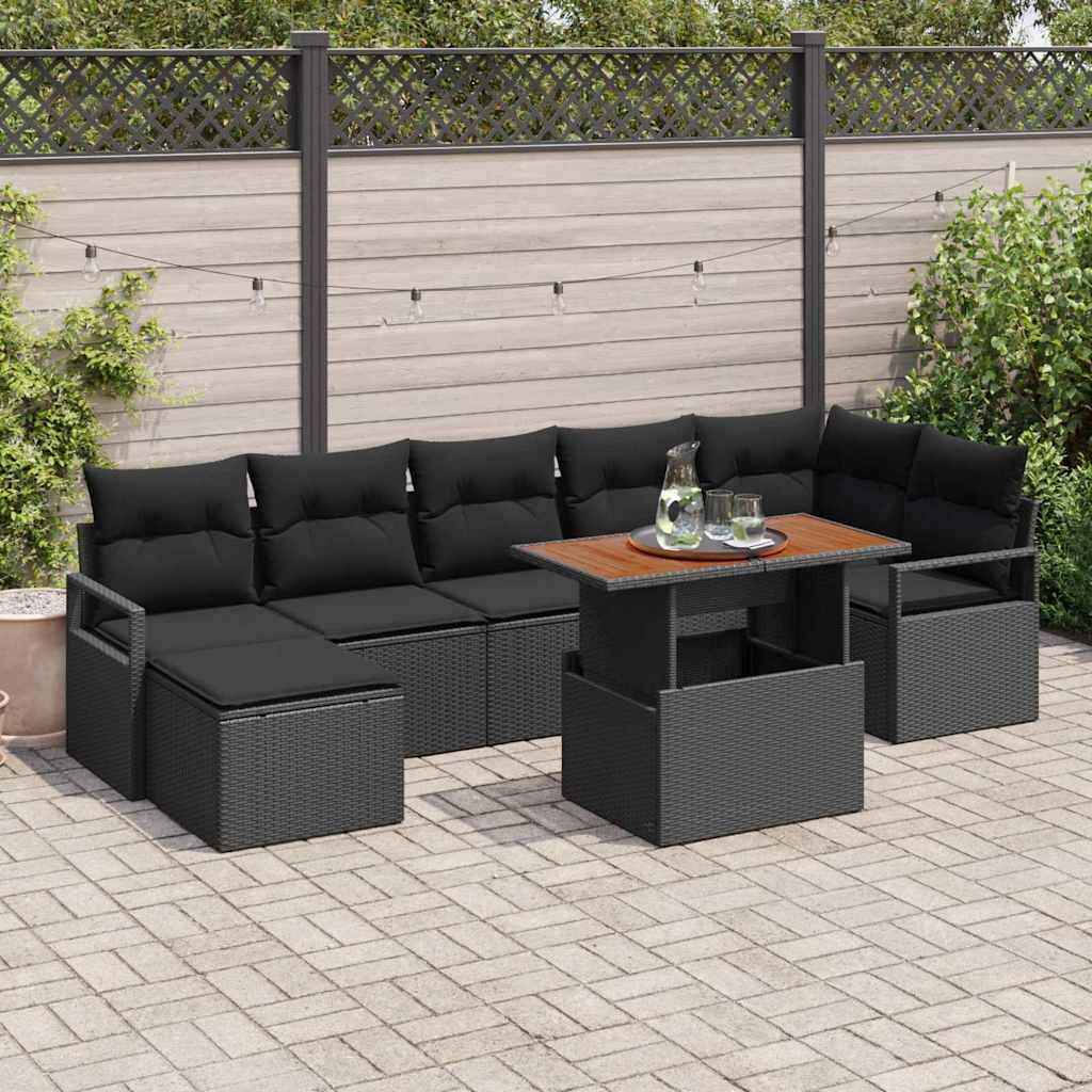 vidaXL Zestaw Sof na Ogród z przechowywaniem 8 pcs Czarny Polirattan