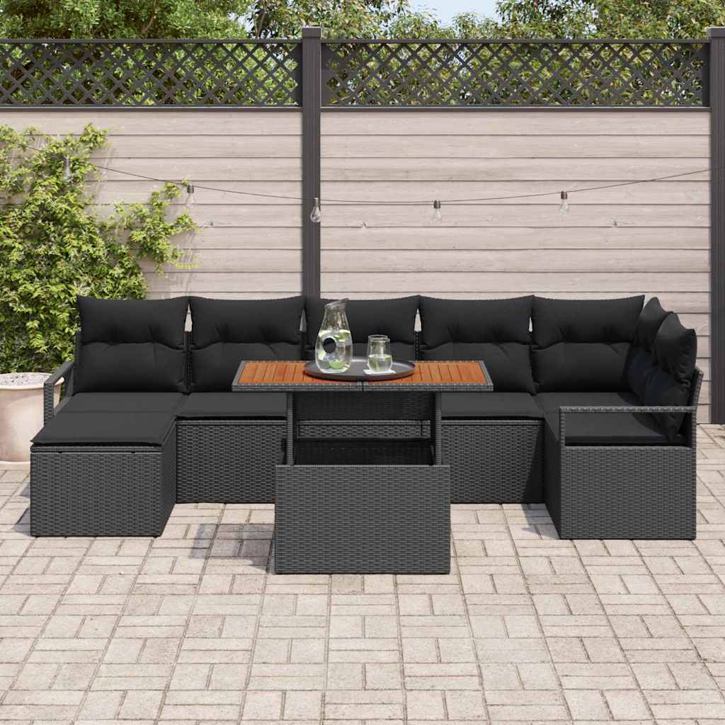 vidaXL Zestaw Sof na Ogród z przechowywaniem 8 pcs Czarny Polirattan
