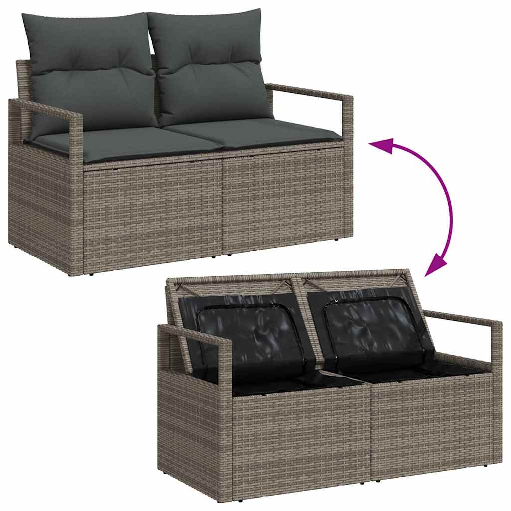 vidaXL Zestaw Sof na Ogród z przechowywaniem 10 pcs Szary Polirattan