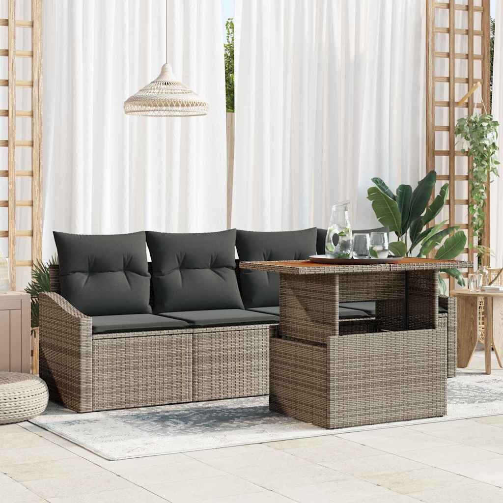vidaXL Zestaw Sof na Ogród z przechowywaniem 5 pcs Szary Polirattan
