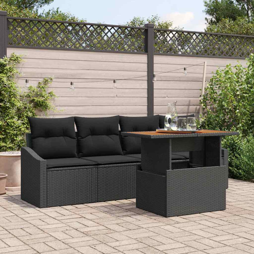 vidaXL Zestaw Sof na Ogród z przechowywaniem 5 pcs Czarny Polirattan