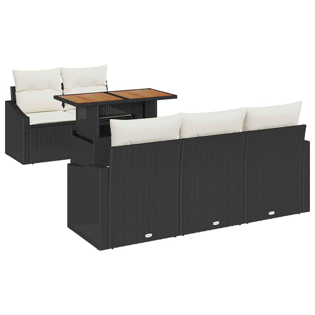 vidaXL Zestaw Sof na Ogród z przechowywaniem 6 pcs Czarny Polirattan