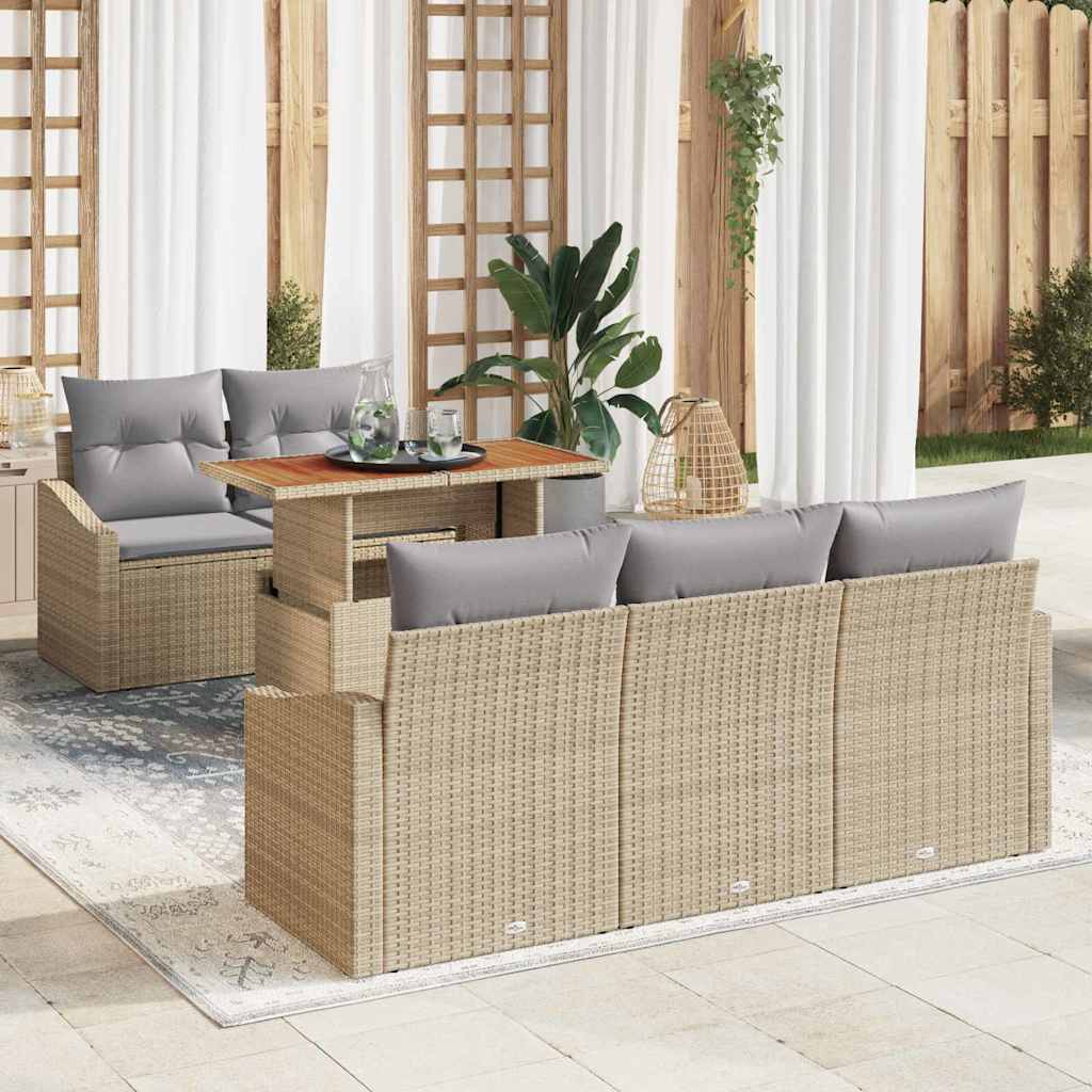 vidaXL Zestaw Sof na Ogród z przechowywaniem 6 pcs Beżowy Polirattan