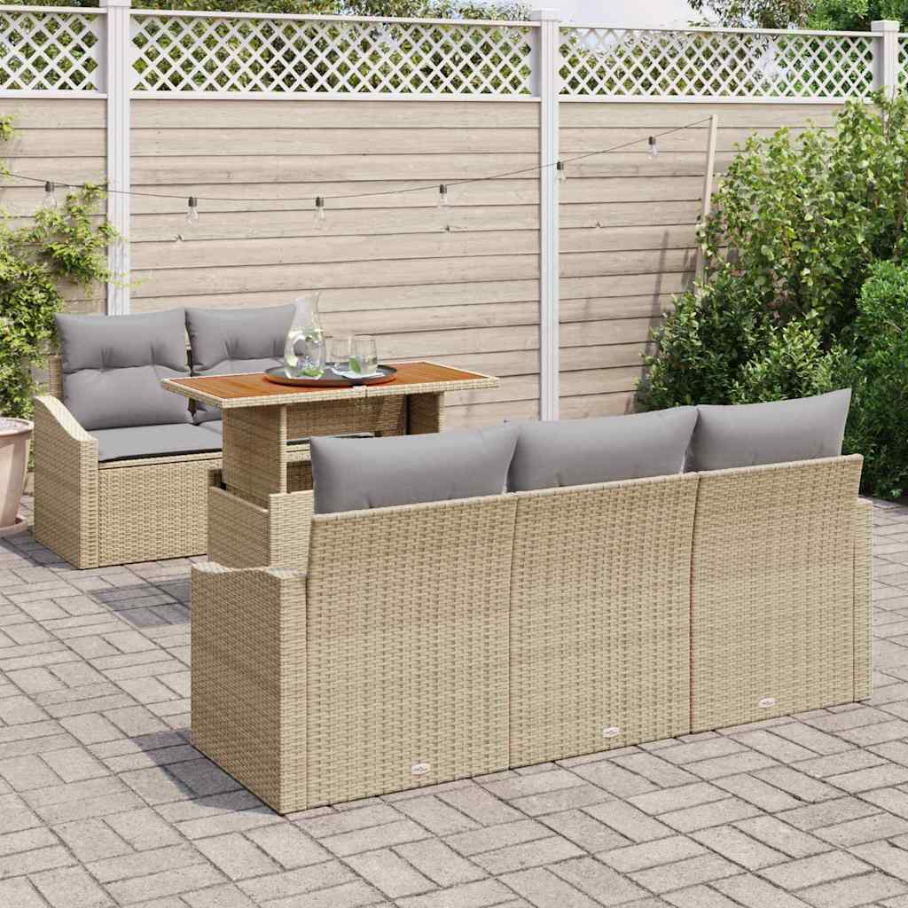 vidaXL Zestaw Sof na Ogród z przechowywaniem 6 pcs Beżowy Polirattan