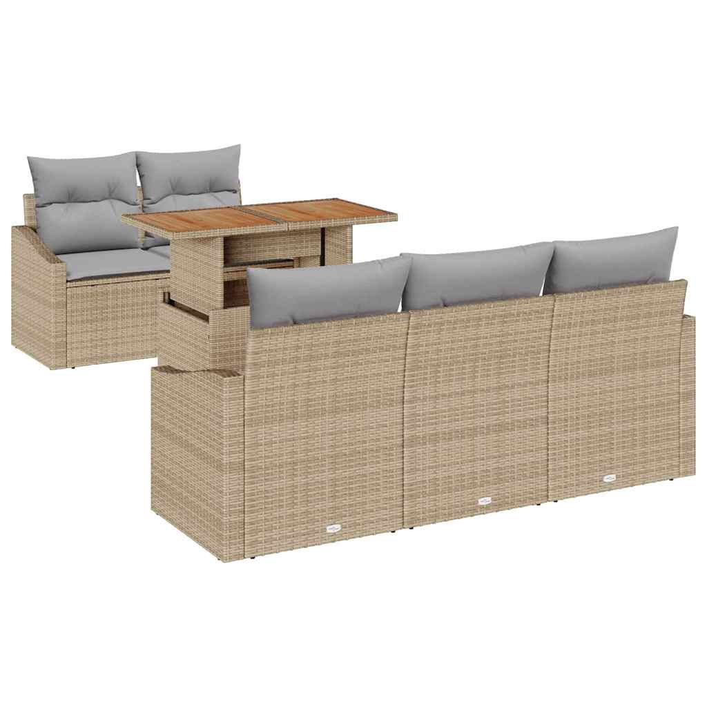 vidaXL Zestaw Sof na Ogród z przechowywaniem 6 pcs Beżowy Polirattan
