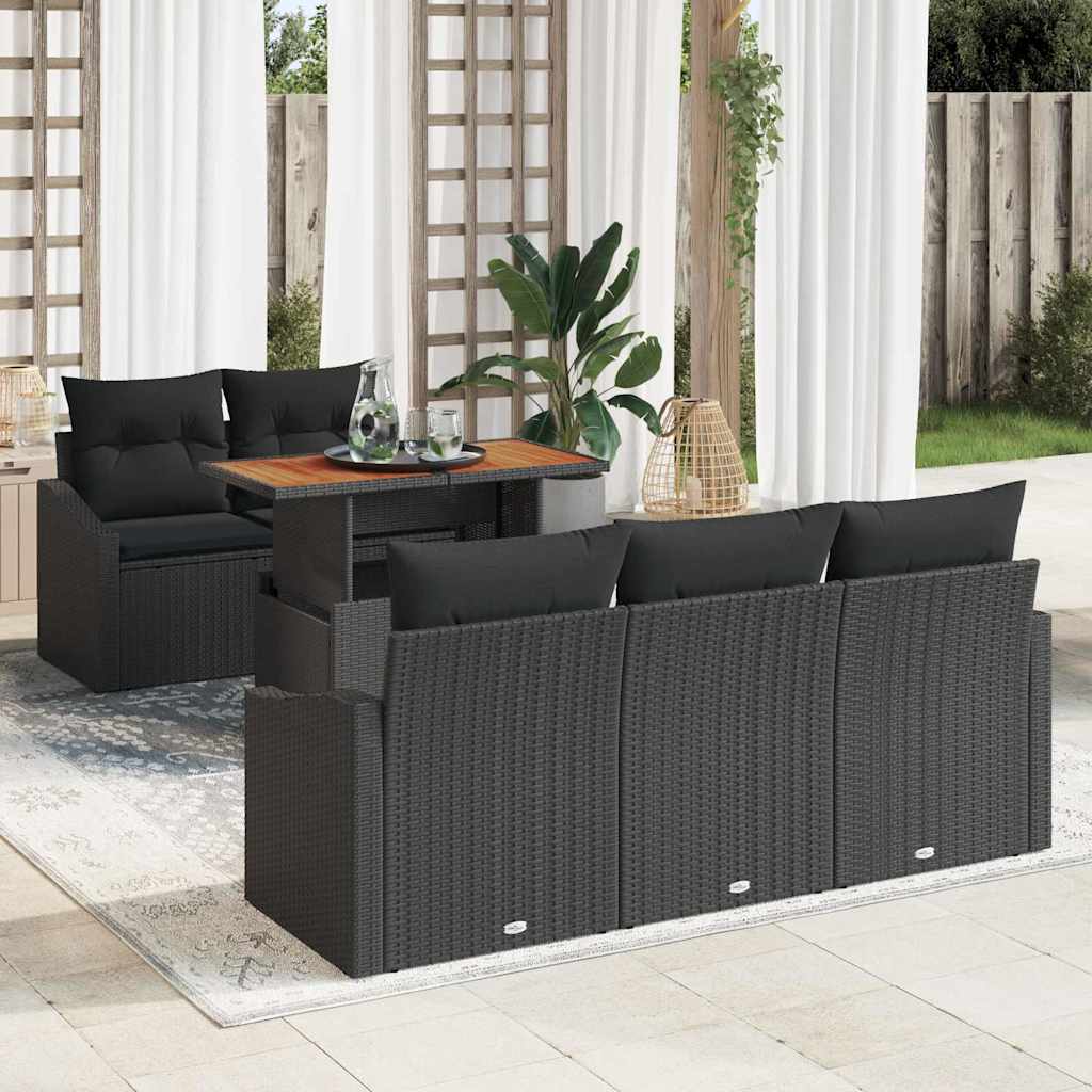 vidaXL Zestaw Sof na Ogród z przechowywaniem 6 pcs Czarny Polirattan