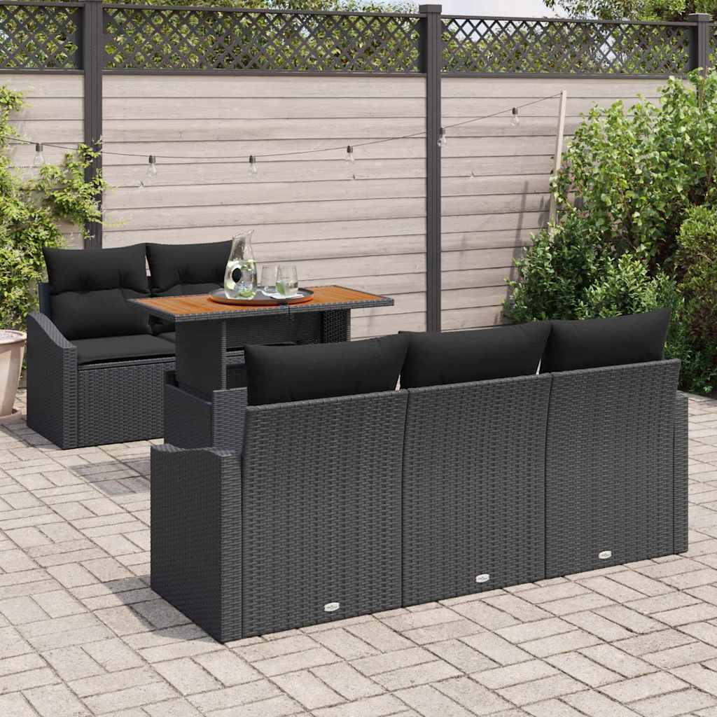 vidaXL Zestaw Sof na Ogród z przechowywaniem 6 pcs Czarny Polirattan