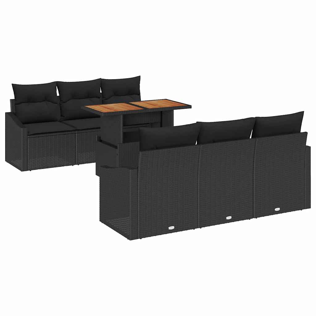 vidaXL Zestaw Sof na Ogród z przechowywaniem 7 pcs Czarny Polirattan