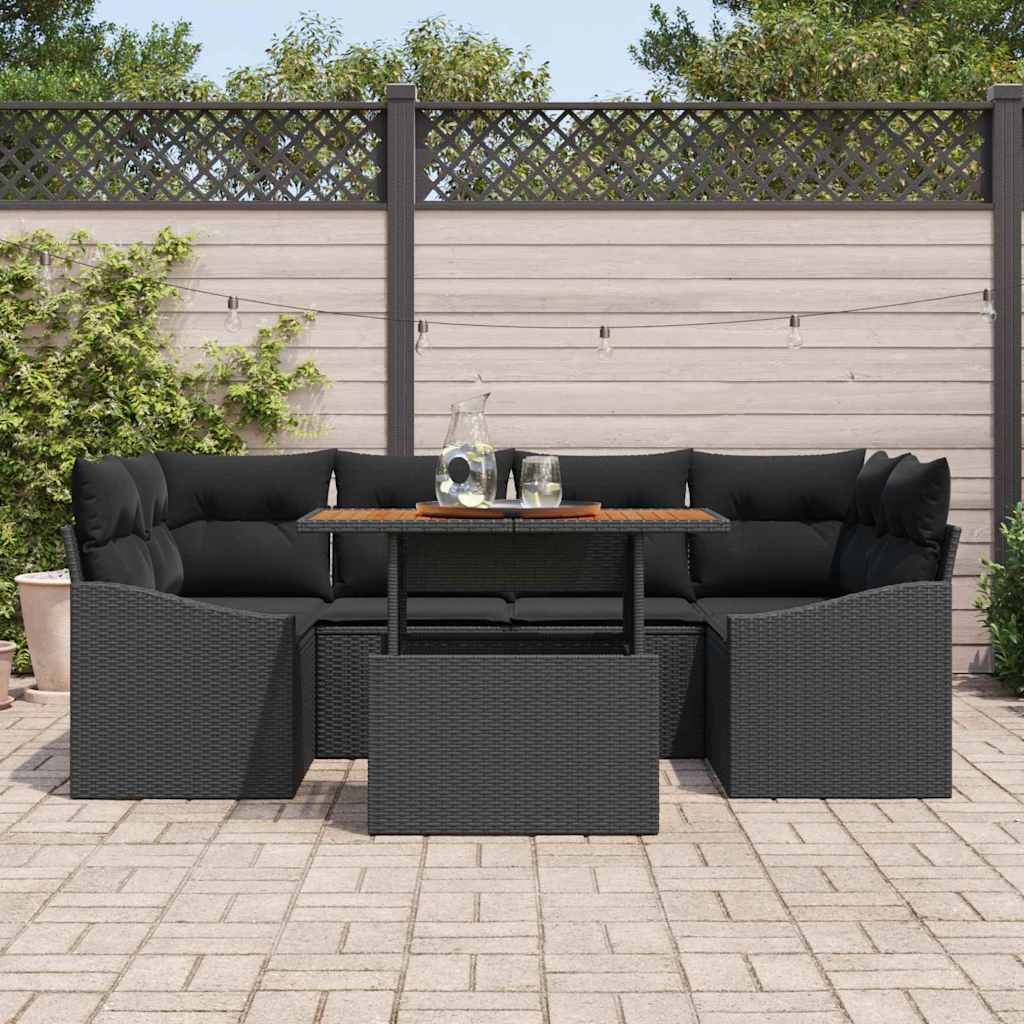 vidaXL Zestaw Sof na Ogród z przechowywaniem 7 pcs Czarny Polirattan