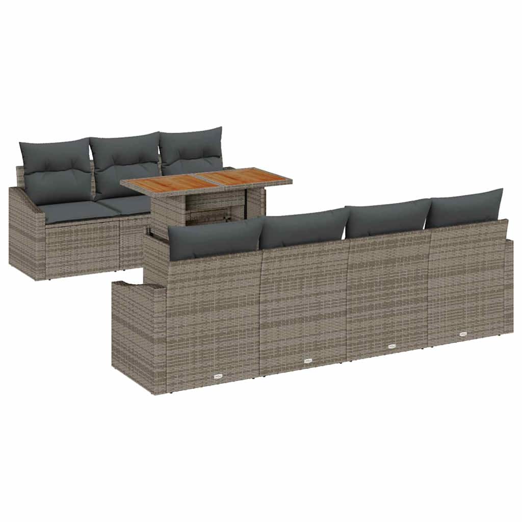 vidaXL Zestaw Sof na Ogród z przechowywaniem 8 pcs Szary Polirattan