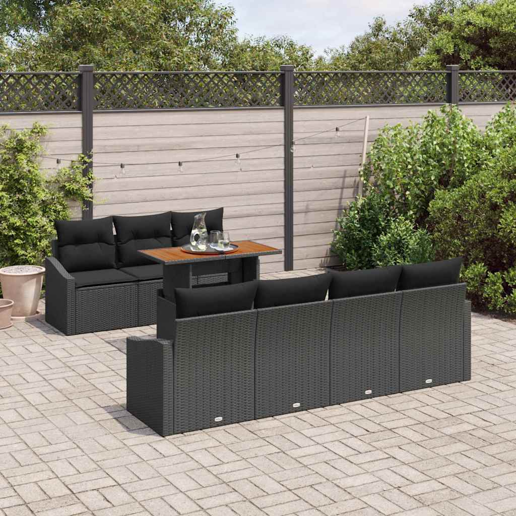 vidaXL Zestaw Sof na Ogród z przechowywaniem 8 pcs Czarny Polirattan