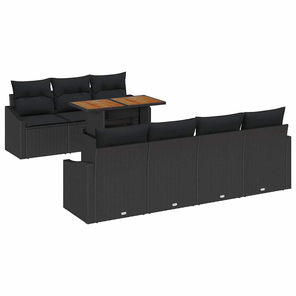vidaXL Zestaw Sof na Ogród z przechowywaniem 8 pcs Czarny Polirattan