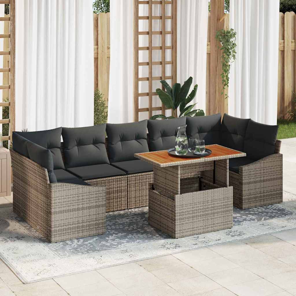vidaXL Zestaw Sof na Ogród z przechowywaniem 8 pcs Szary