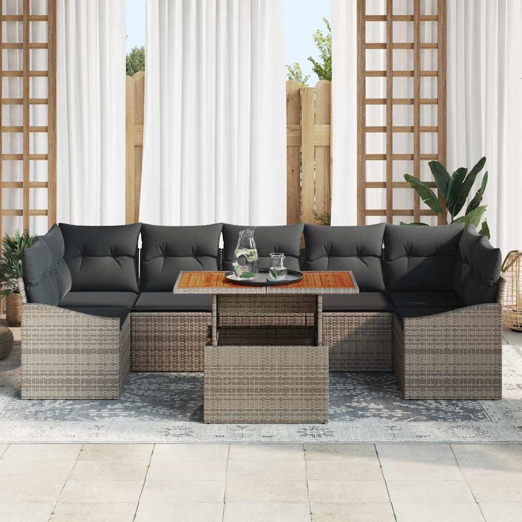 vidaXL Zestaw Sof na Ogród z przechowywaniem 8 pcs Szary