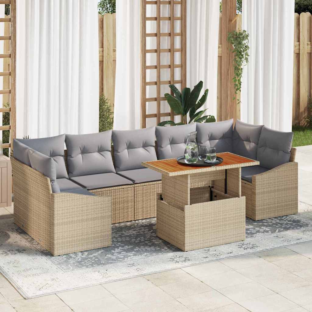 vidaXL Zestaw Sof na Ogród z przechowywaniem 8 pcs Beżowy i jasnoszary