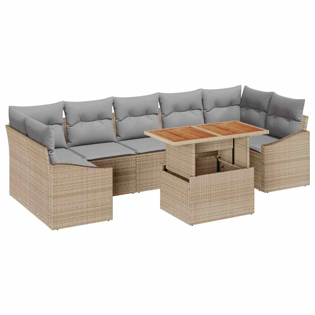 vidaXL Zestaw Sof na Ogród z przechowywaniem 8 pcs Beżowy i jasnoszary
