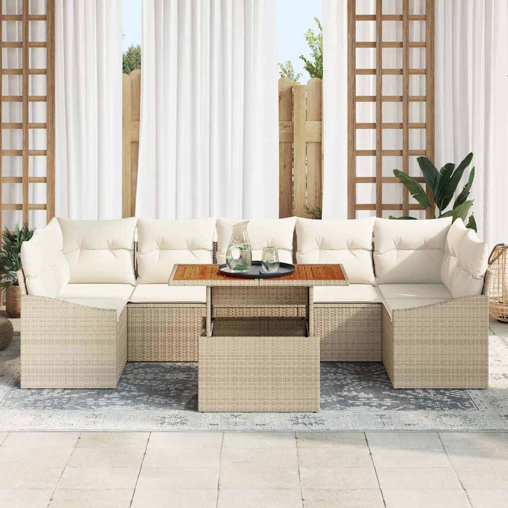 vidaXL Zestaw Sof na Ogród z poduszką 8 pcs Beżowy i kremowy