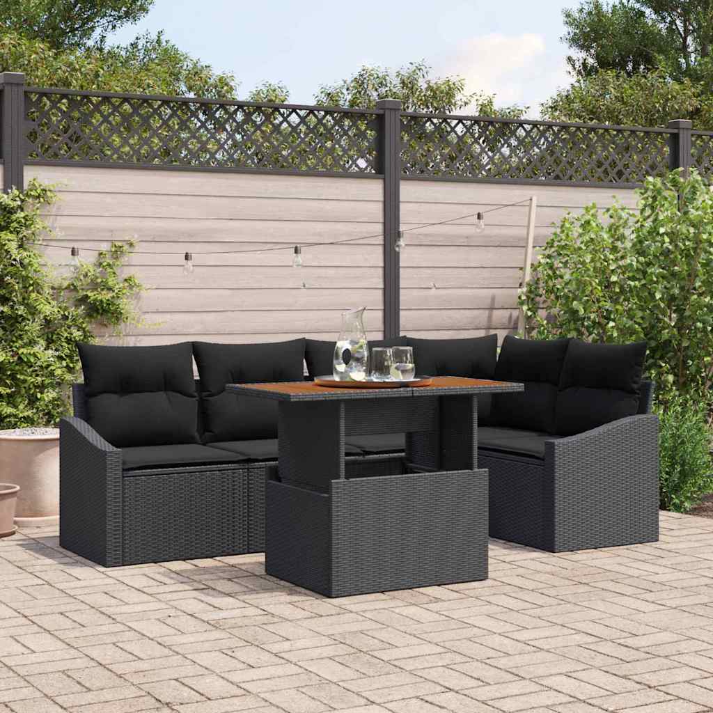 vidaXL Zestaw Sof na Ogród z przechowywaniem 6 pcs Czarny Polirattan
