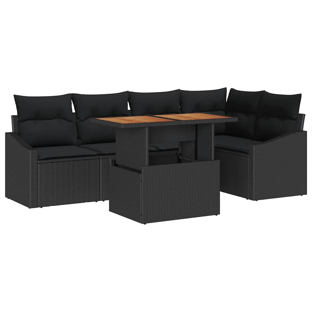 vidaXL Zestaw Sof na Ogród z przechowywaniem 6 pcs Czarny Polirattan