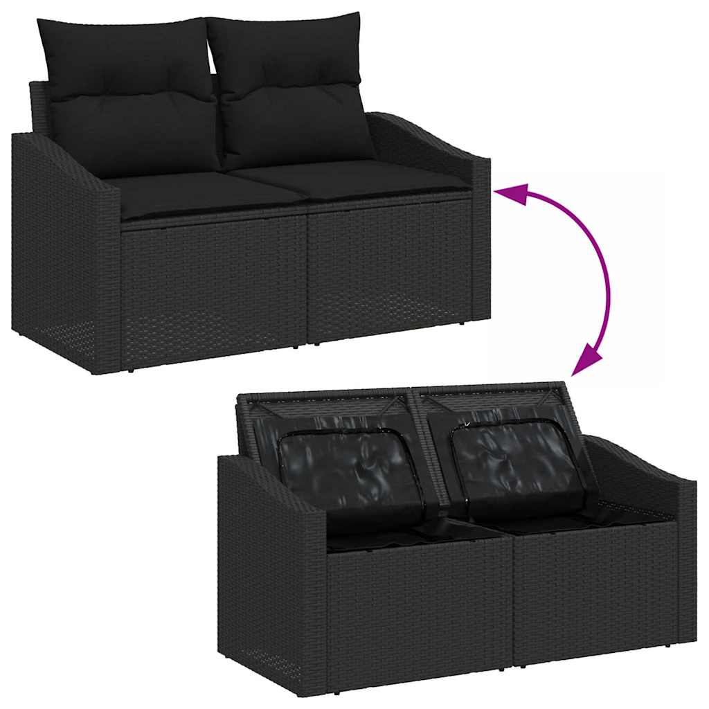 vidaXL Zestaw Sof na Ogród z przechowywaniem 6 pcs Czarny Polirattan