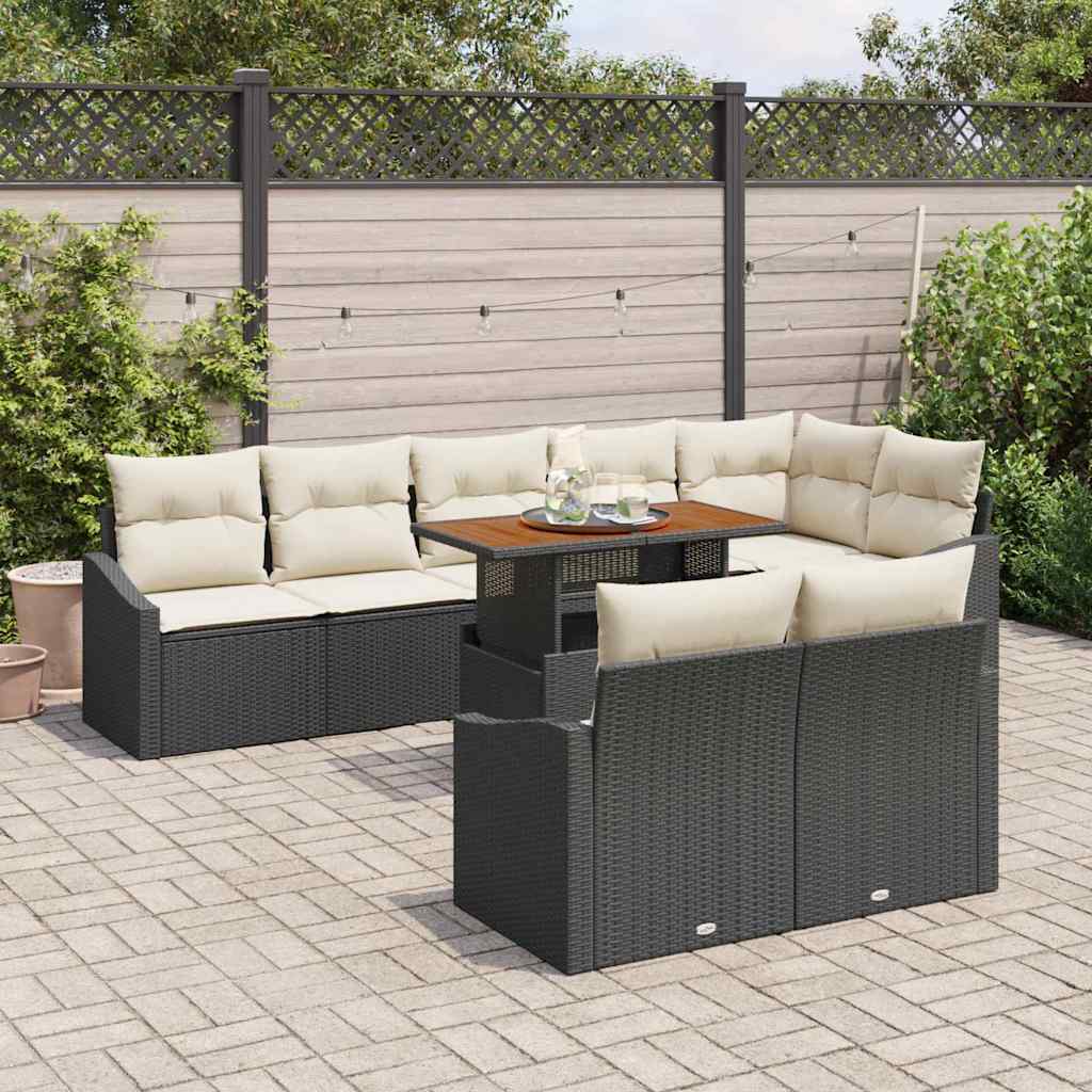 vidaXL Zestaw Sof na Ogród z przechowywaniem 9 pcs Czarny Polirattan