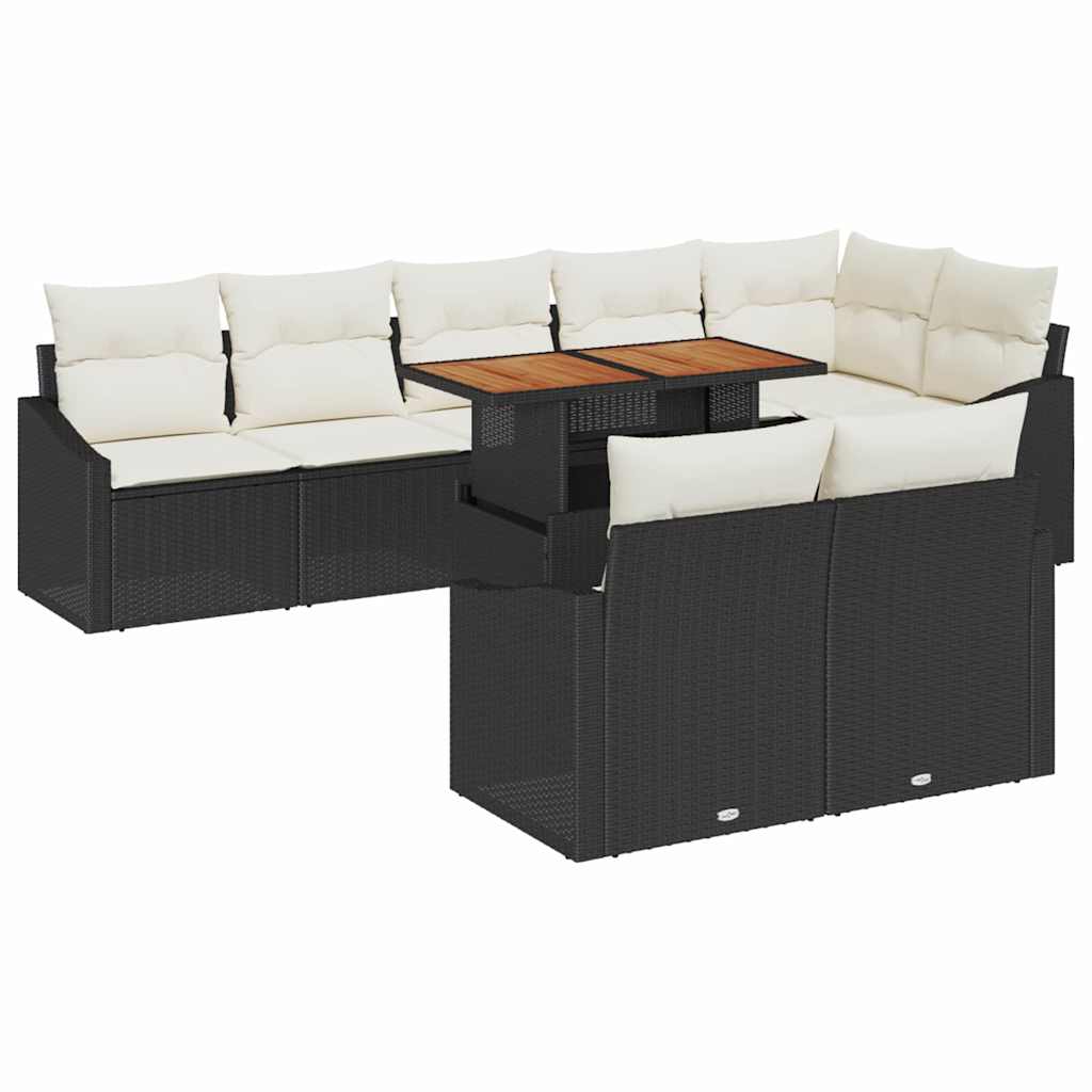 vidaXL Zestaw Sof na Ogród z przechowywaniem 9 pcs Czarny Polirattan