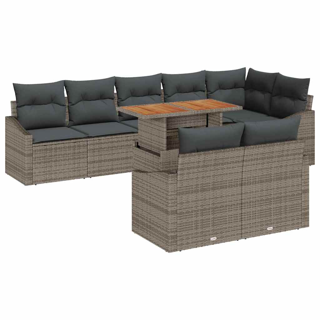 vidaXL Zestaw Sof na Ogród z przechowywaniem 9 pcs Szary Polirattan