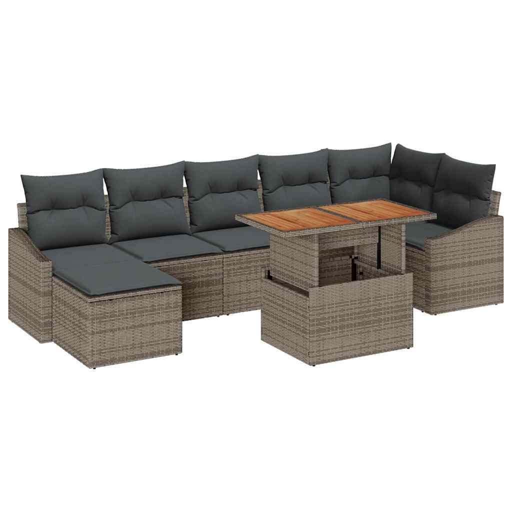 vidaXL Zestaw Sof na Ogród z przechowywaniem 8 pcs Szary Polirattan