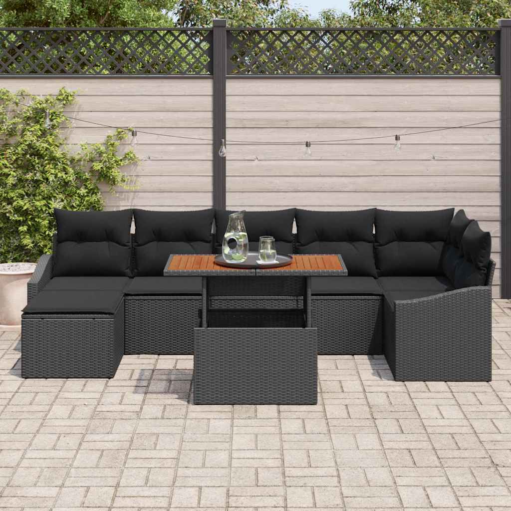 vidaXL Zestaw Sof na Ogród z przechowywaniem 8 pcs Czarny Polirattan
