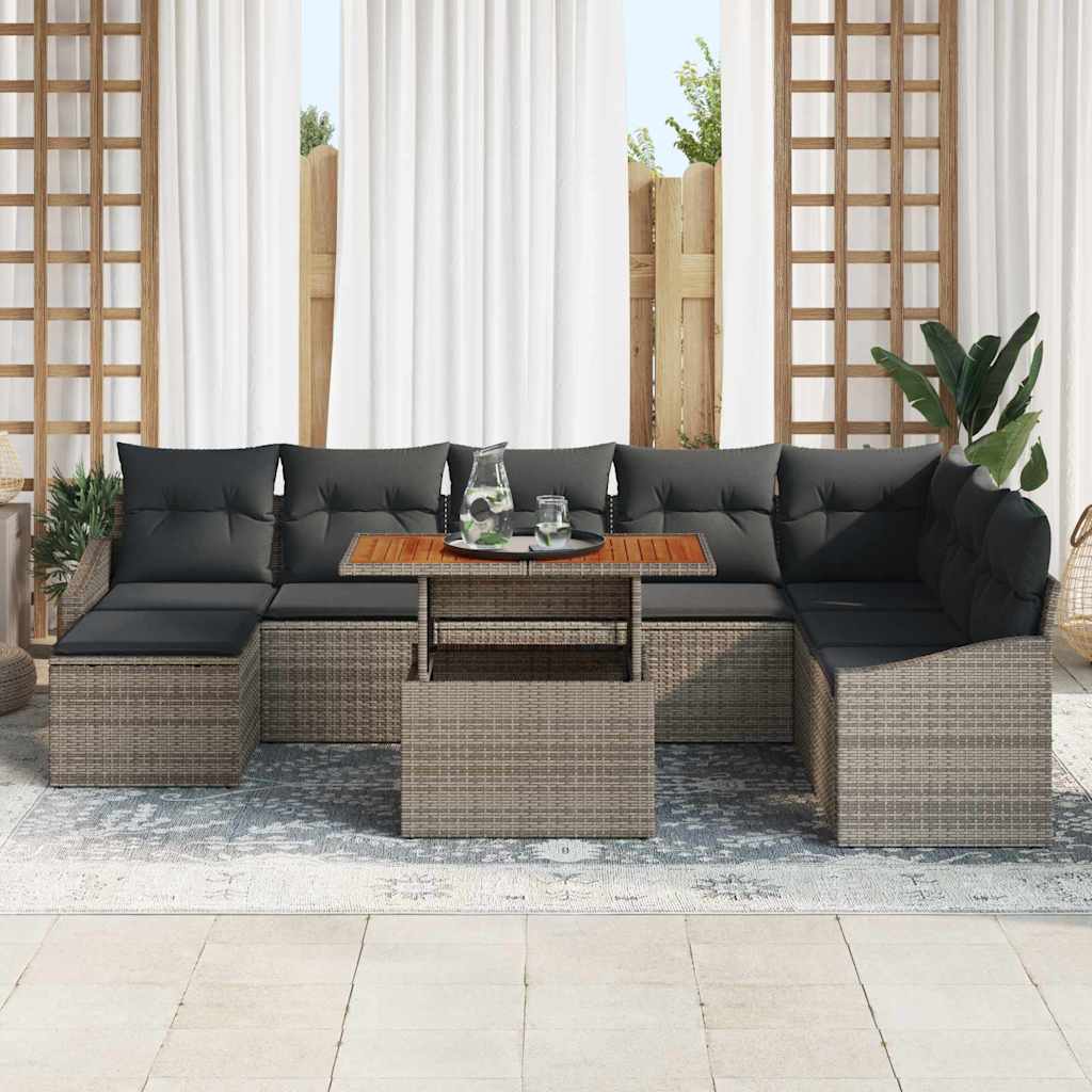vidaXL Zestaw Sof na Ogród z przechowywaniem 9 pcs Szary Polirattan