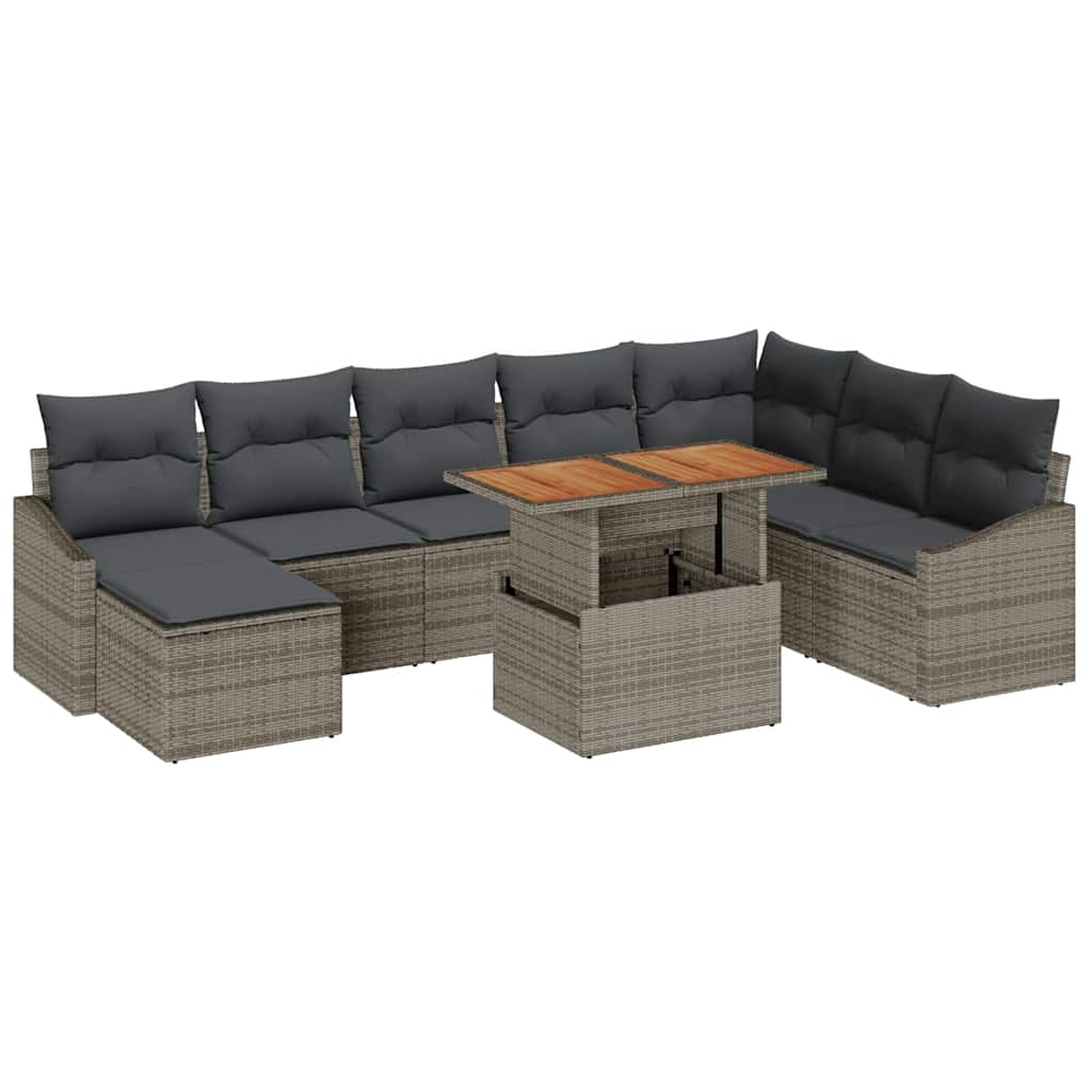 vidaXL Zestaw Sof na Ogród z przechowywaniem 9 pcs Szary Polirattan