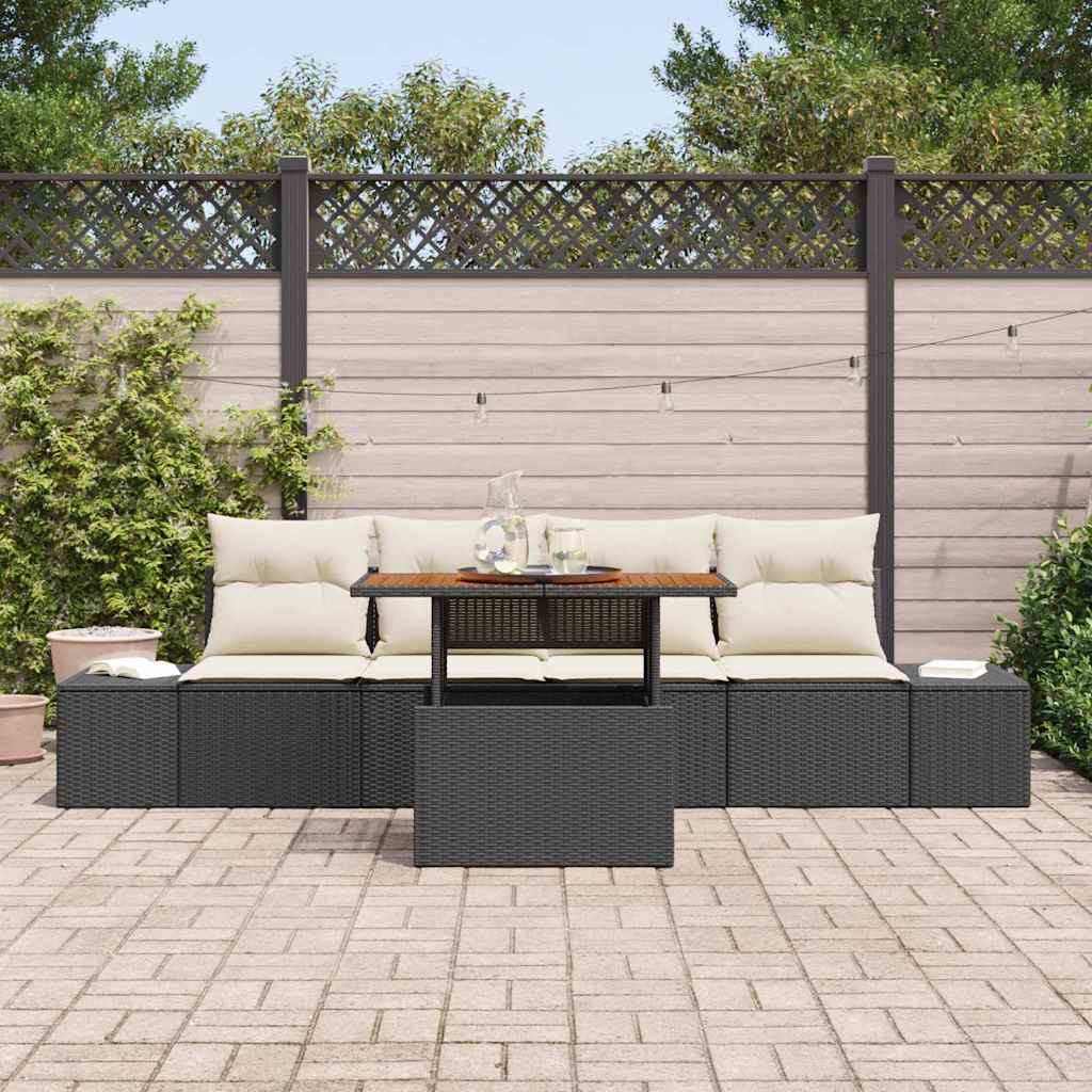 vidaXL Zestaw Sof na Ogród z przechowywaniem 5 pcs Czarny Polirattan
