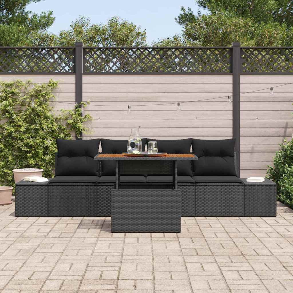 vidaXL Zestaw Sof na Ogród z przechowywaniem 5 pcs Czarny Polirattan