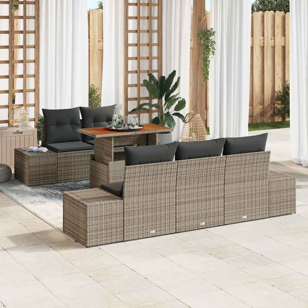 vidaXL Zestaw Sof na Ogród z przechowywaniem 6 pcs Szary Polirattan