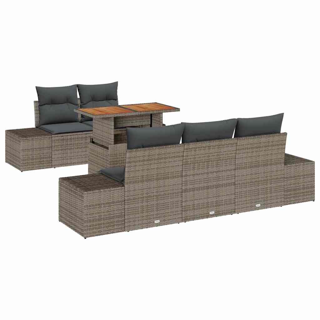 vidaXL Zestaw Sof na Ogród z przechowywaniem 6 pcs Szary Polirattan