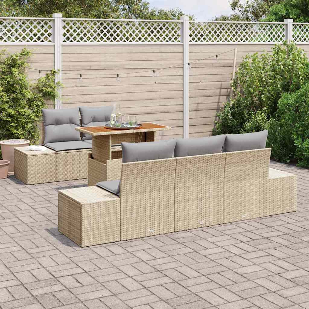 vidaXL Zestaw Sof na Ogród z przechowywaniem 6 pcs Beżowy Polirattan