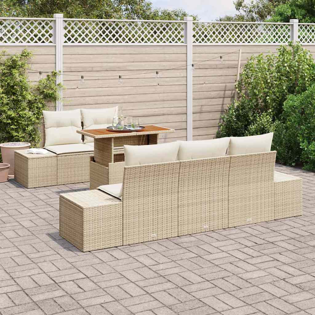 vidaXL Zestaw Sof na Ogród z przechowywaniem 6 pcs Beżowy Polirattan