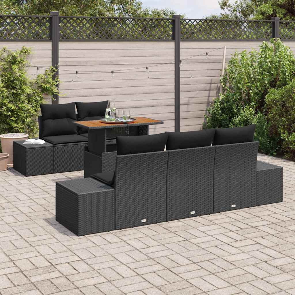 vidaXL Zestaw Sof na Ogród z przechowywaniem 6 pcs Czarny Polirattan