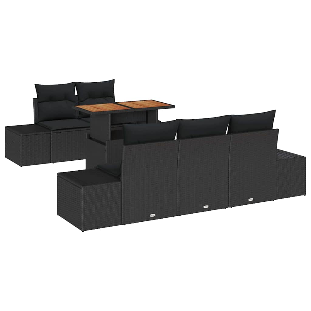 vidaXL Zestaw Sof na Ogród z przechowywaniem 6 pcs Czarny Polirattan