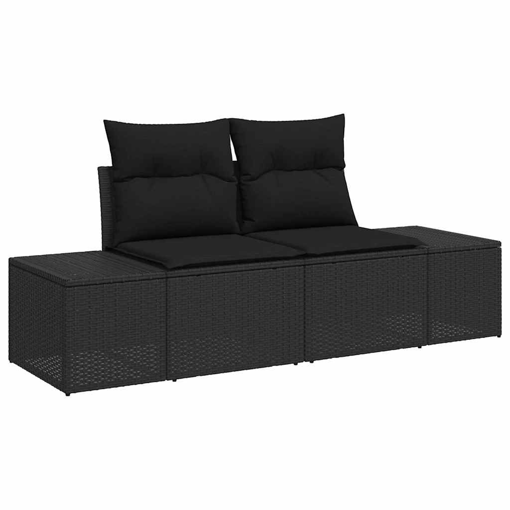 vidaXL Zestaw Sof na Ogród z przechowywaniem 6 pcs Czarny Polirattan