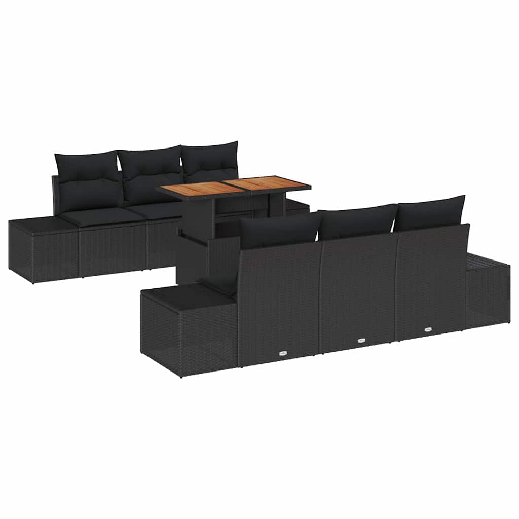 vidaXL Zestaw Sof na Ogród z przechowywaniem 7 pcs Czarny Polirattan